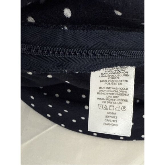 LOFT Woman's Short Sleeve Blue White Polka Dots Ruffle sleeves Dress Size 14 - Picture 13 of 13